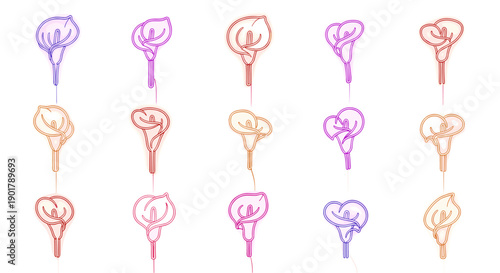 Collection of colorful handdrawn heartshaped balloons