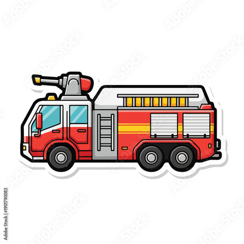 A cartoon-style illustration of a firetruck