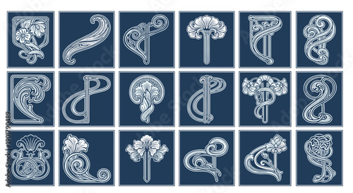 Collection of intricate floral and botanical line art illustrations