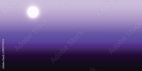 A minimalist abstract gradient background with a glowing white circle against a purple and black sky.