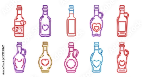 Collection of colorful perfume bottles