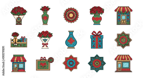 Collection of festive christmas decorations and ornaments