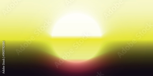 Abstract glowing sun reflection over a dark horizon with vibrant gradient colors.