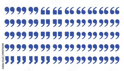 Blue Quotation Marks on White Background