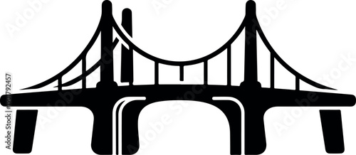 Minimalist black and white Brooklyn Bridge illustration isolated on white background vector design