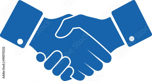 Business handshake icon vector blue silhouette partnership agreement symbol corporate cooperation deal trust collaboration graphic isolated design