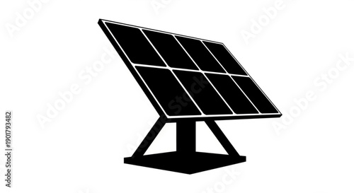Solar panel installation on a stand viewed from the side in a clean environment