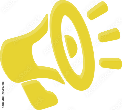 3D Yellow Megaphone Promotion Icon Transparent Background