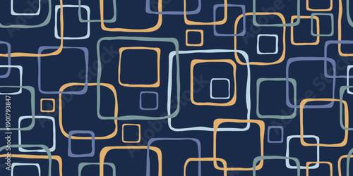 Vector seamless pattern, hand-drawn squares of different sizes