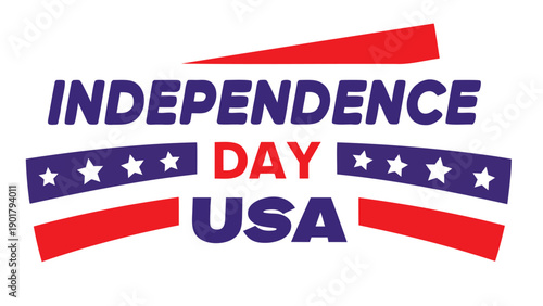 Independence Day USA vector logo, 4th of July patriotic banner or poster element, American flag colors, for website or social media overlay