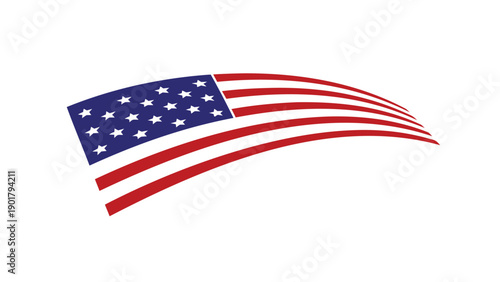 Waving American flag vector illustration, USA flag symbol, patriotic icon, for banner or poster, isolated on transparent background, png