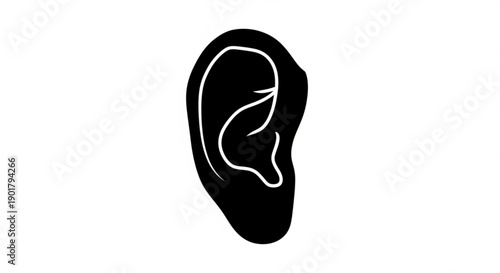 A detailed illustration of a human ear from a side view showcasing its anatomy and structure