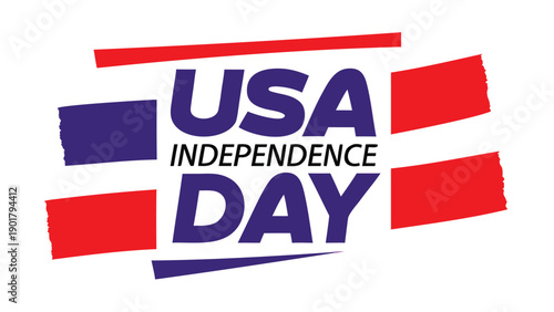 USA Independence Day banner, patriotic vector illustration, red white and blue colors, for website or social media, overlay effect, Isolated on transparent background, png