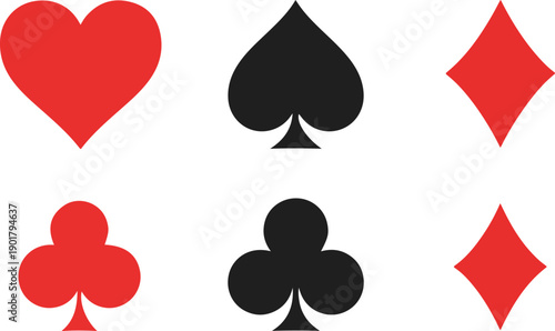 Red and black playing card suit symbols on white background