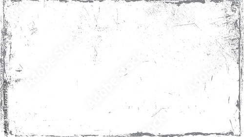 Gray distressed grunge border with white background and scattered dots and scratches texture