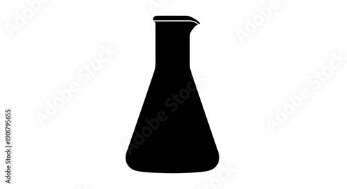 Simple black silhouette of a laboratory flask on a plain background from a front viewpoint