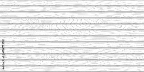 Wood plank wall, horizontal slats, wood texture seamless pattern, gray shades, vector design
