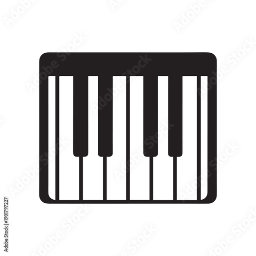Piano Keyboard Silhouette Icon Vector Illustration

