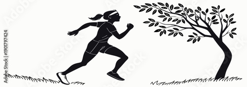 silhouette of a girl running