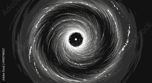 A mesmerizing monochrome vortex creates a compelling abstract visual, evoking the powerful and mysterious dynamics of a cosmic black hole.