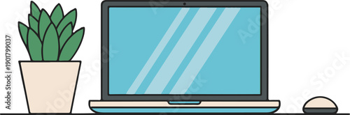 Modern home office workspace remote work lifestyle flat 2d vector illustration for digital career productivity and flexible working concept