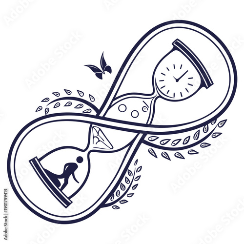Hourglass Infinity Logo - Time Management, Eternity, and Flow