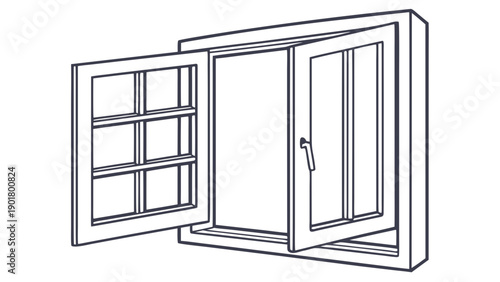 Modern window with open sash for ventilation