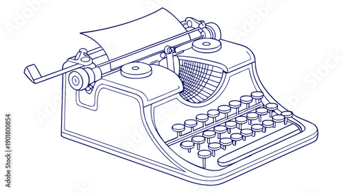 Vintage typewriter with paper in modern writing setup