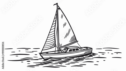 Sailboat on calm waters with full sail