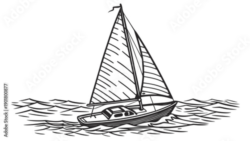 Sailboat navigating through choppy waters with full sail