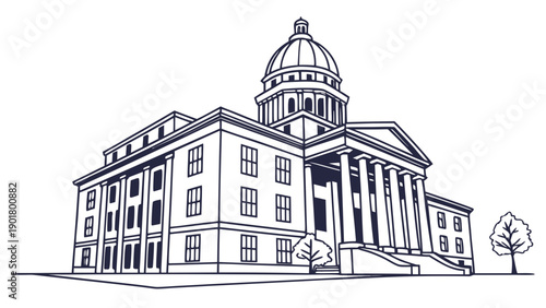 Historic government building with grand dome and columns