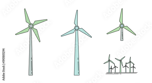 Illustration depicting wind turbines, representing renewable energy sources for a cleaner future