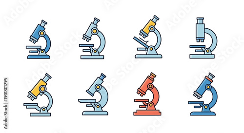 Illustration featuring colorful microscopic devices, perfect for scientific themes and concepts