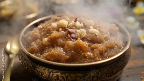 Traditional Indian halwa dessert with nuts
