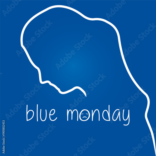 Blue Monday vector illustration capturing a calm yet melancholic mood with cool blue tones, symbolizing emotional lows and mental awareness.