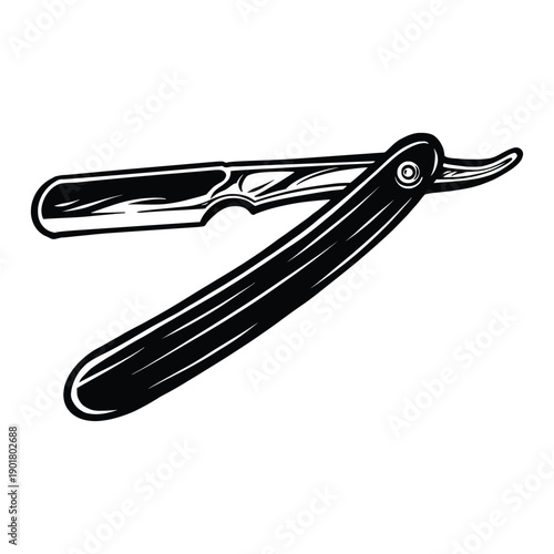 Barber razor blade vector black and white style