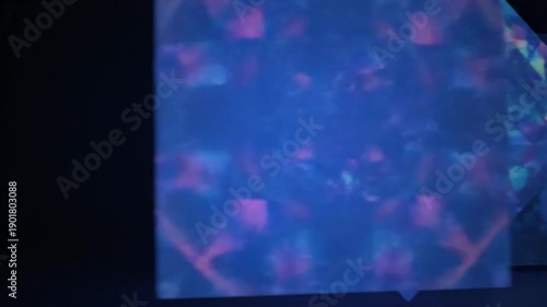 Abstract Blue Neon Light Fractal Patterns.