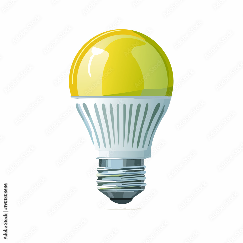Obraz premium An illustration of a light bulb with a yellow glow, symbolizing science and technology, viewed from the front.