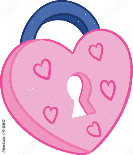 Valentine Cute Love Padlock Icon Vector