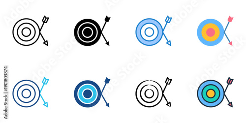 Unmet Goals icons set multiple style collection. Editable stroke 
