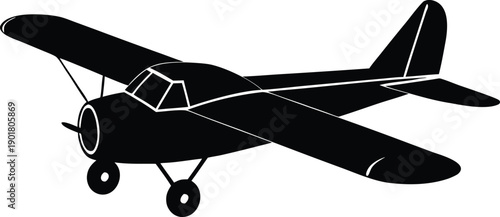 A small pleasure plane with a lower wing icon silhouette vector