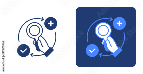 Diagnostic Workflow icon, with contrast background.