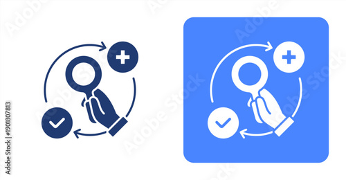 Diagnostic Workflow icon, with contrast background.