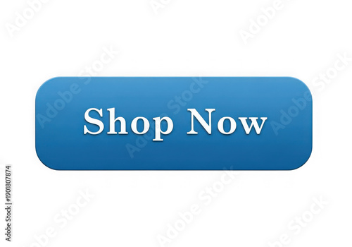 Blue shop now button on transparent background