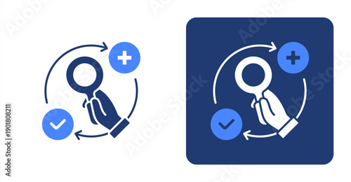 Diagnostic Workflow icon, with contrast background.