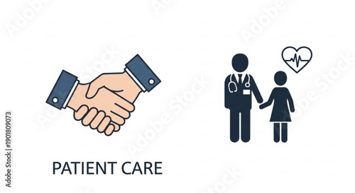 Patient care concept with doctor and patient handshake