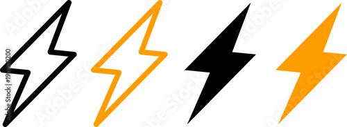雷・電気のアイコン（エネルギー・パワー・稲妻マーク） Lightning Bolt Electric Power Icon
