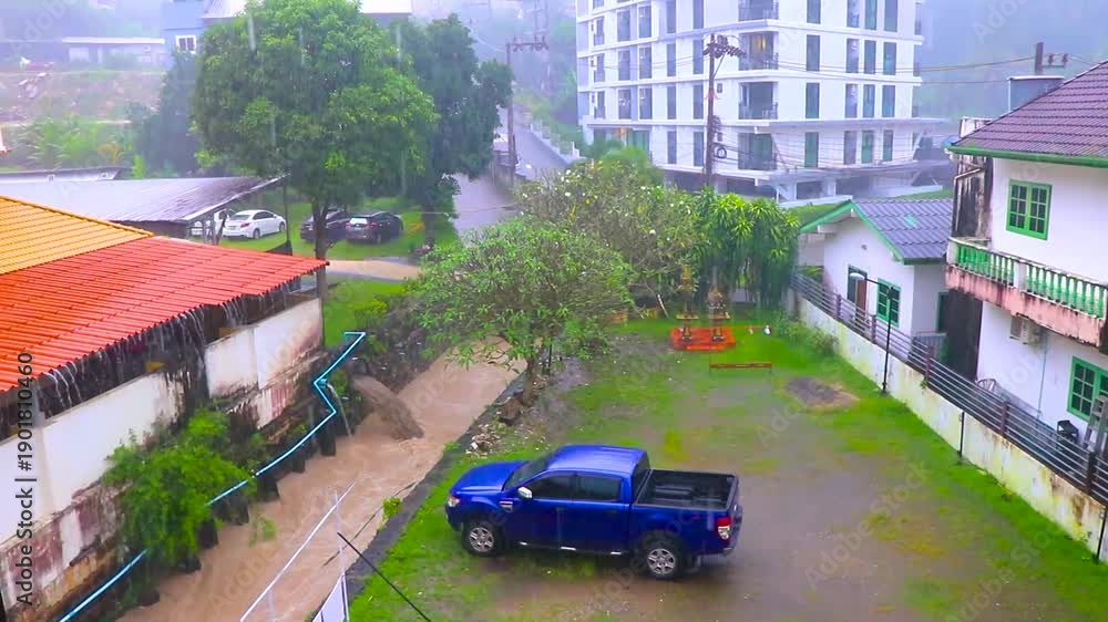 custom made wallpaper toronto digitalPatong Phuket Thailand panorama with heavy monsoon rain storm clouds.