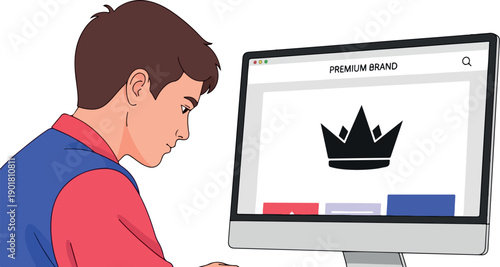 Online Premium Brand Crown Illustration isolated on transparent background