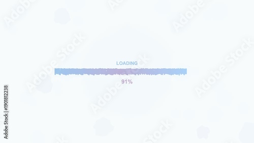 Progress bar animation indicating loading completion at 100 percent in a digital environment